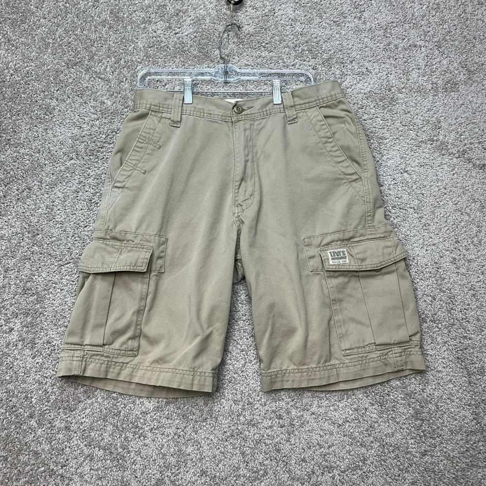 Levi's Cargo Shorts Men 31 Tan Khaki Workwear Flap Pocket Utility Twill EUC